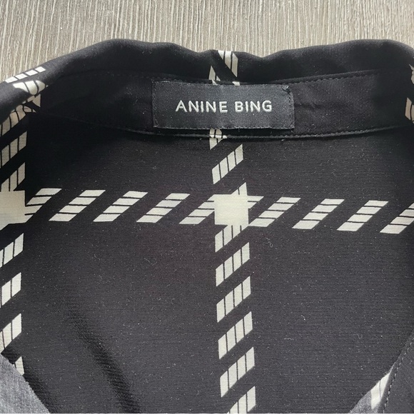 Anine Bing Aspen Shirt in Black and White Plaid Button Up Long Sleeve - Picture 5 of 10